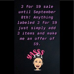 3 for $9 sale
